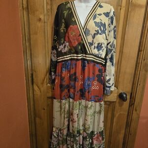 Kaktus Blue and White Tiered Maxi Sundress